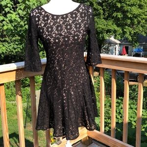 Betsey Johnson black dress with cream underlay